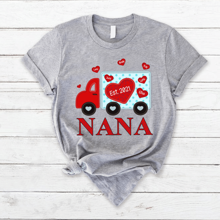 Nana Est Delivery Truck Heart | Personalized T-Shirt