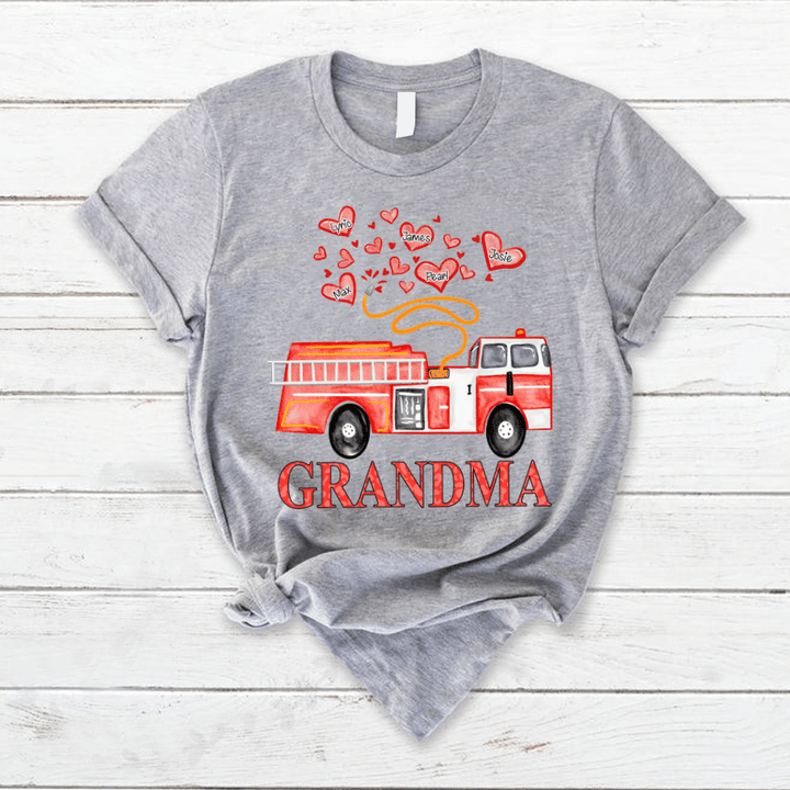 Grandma Firetruck Heart | Personalized T-Shirt