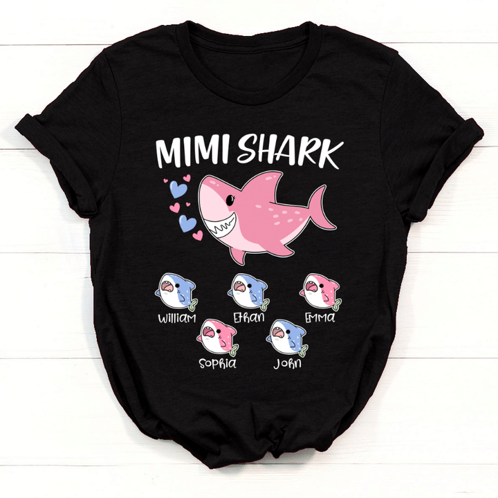 Personalized Mimi Shark Gift From Grandkids T-Shirt