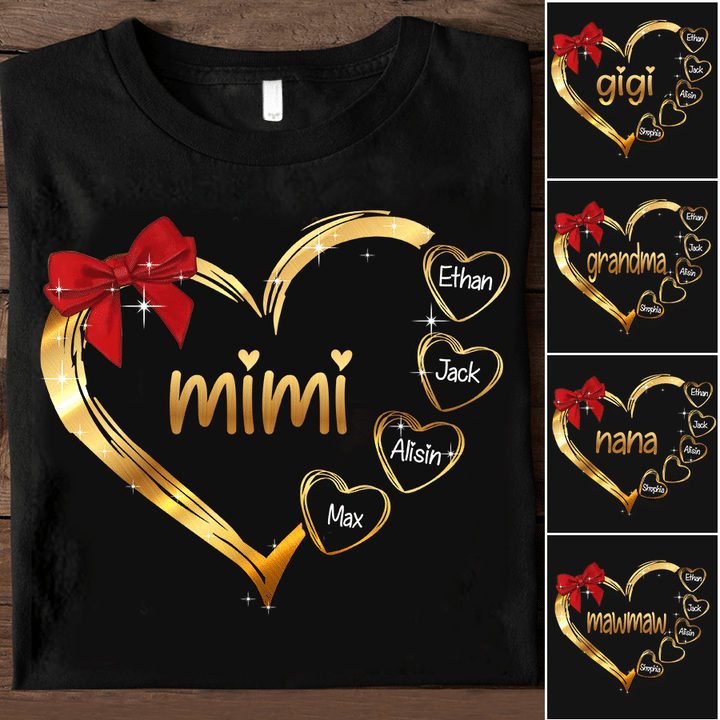 Personalized mimi with grandkids heart T-Shirt
