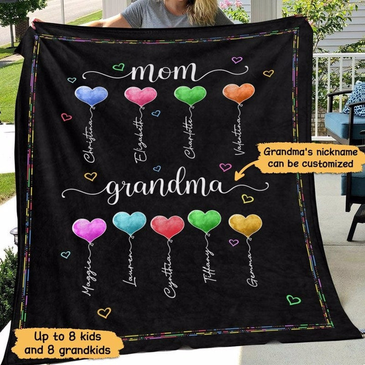 Fleece Blanket Mom Grandma Heart Balloon Personalized Fleece Blanket 30" x 40"