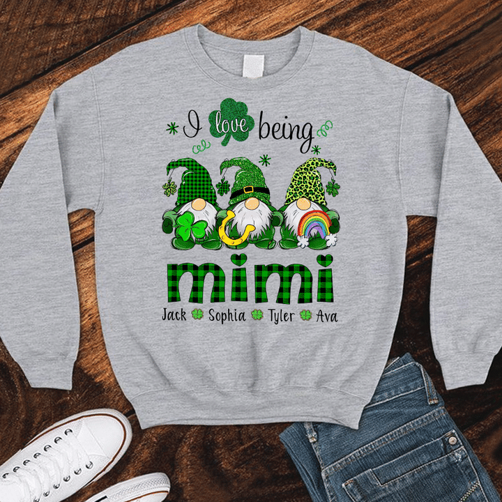 I Love Being Mimi With Grandkids Names - Patrick | Personalized Sweatshirts