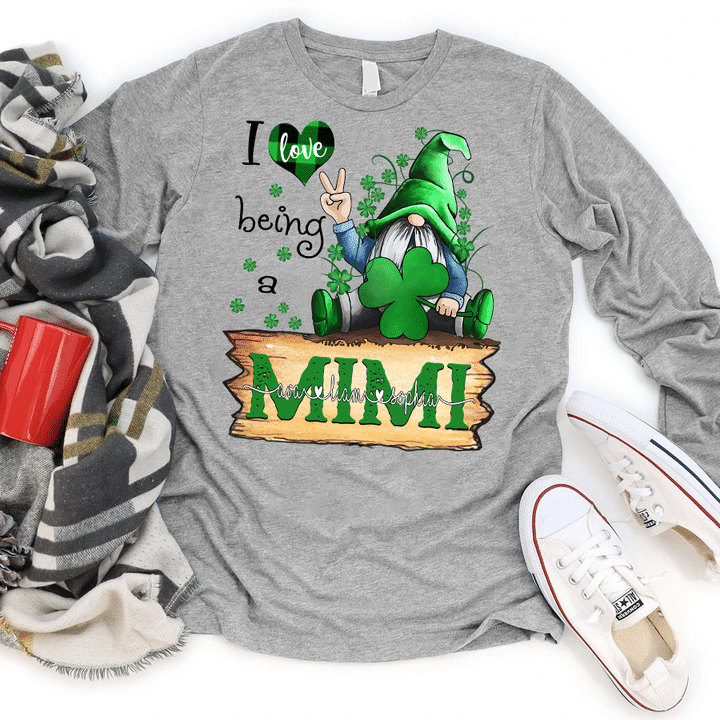 I Love Being A Mimi With Grandkids Names | Personalized Long Sleeve Shirt