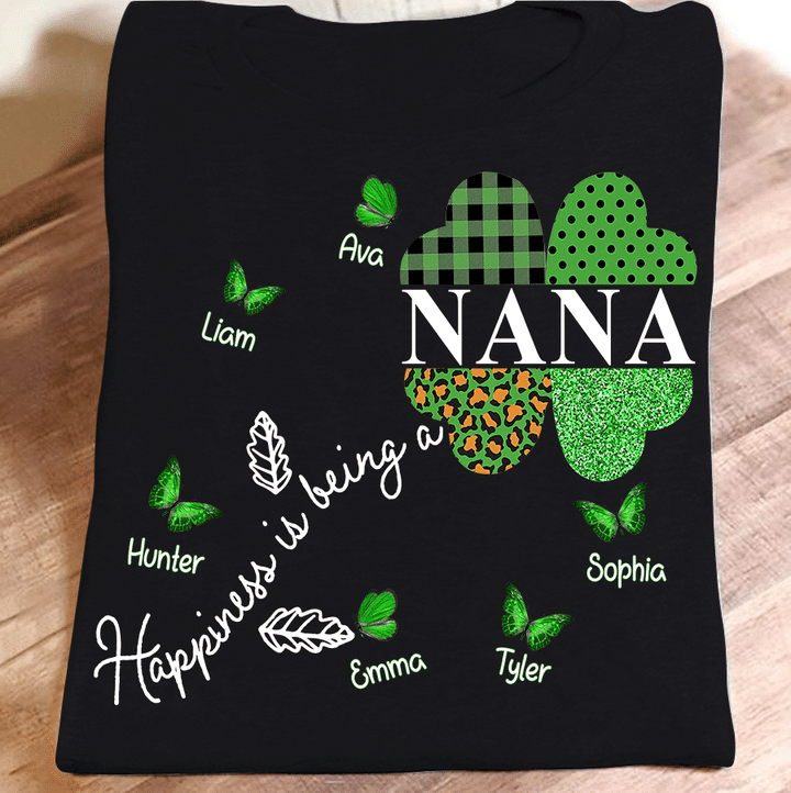 Nana Lucky With Grandkids Names - Patrick | Personalized T-Shirt