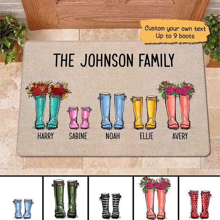 Doormat Family Welly Boots Personalized Doormat 16x24