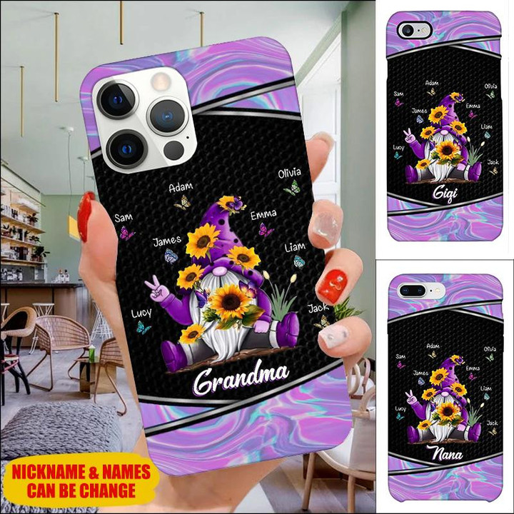 Sunflower Gnome Butterflies Grandma, Mommy, Nana, Auntie Personalized Phone Case