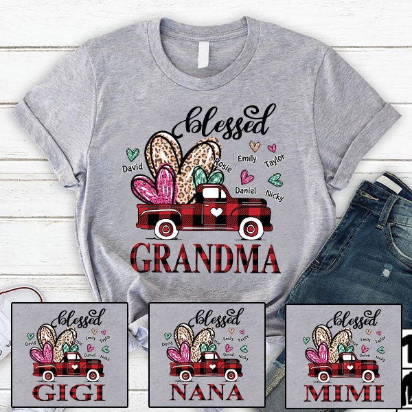 Blessed Grandma Heart Truck | Personalized T-shirt