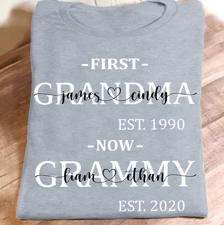 First Grandma Now Grammy Est | Personalized T-Shirt