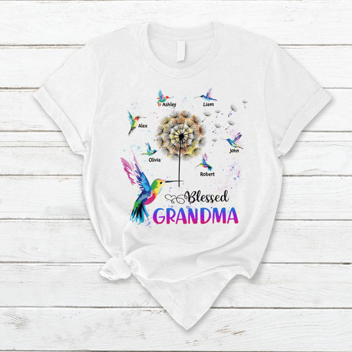 Blessed Grandma Hummingbird | Personalized T-Shirt