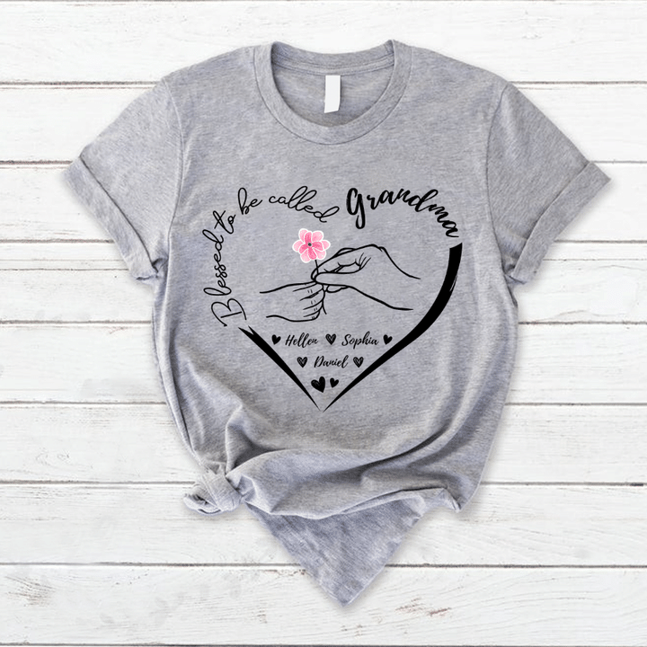 Personalized Blessed to be called Grandma with grandkids heart T-Shirt