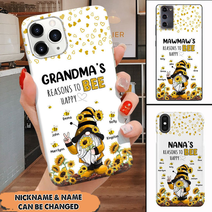 Personalized Grandma's Reasons To Bee Happy Phone Case Gift For Grandma Ntk26jan22va1 Silicone Phone Case Humancustom - Unique Personalized Gifts Iphone iPhone SE 2020 