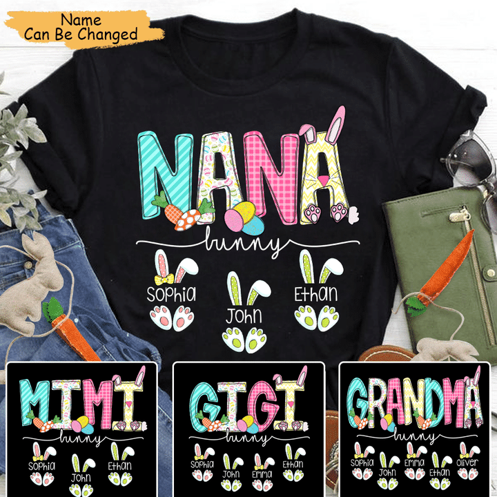 Grandma Bunny and Grandkids Cute Rabbit Easter | Personalized T-Shirt