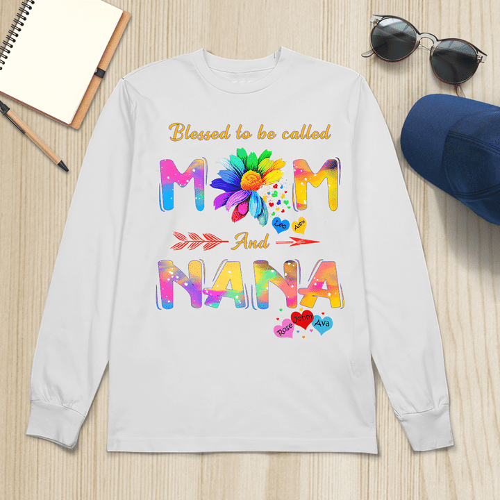 Blessed To Be Called Mom And Nana | Personalized Long Sleeve Shirt
