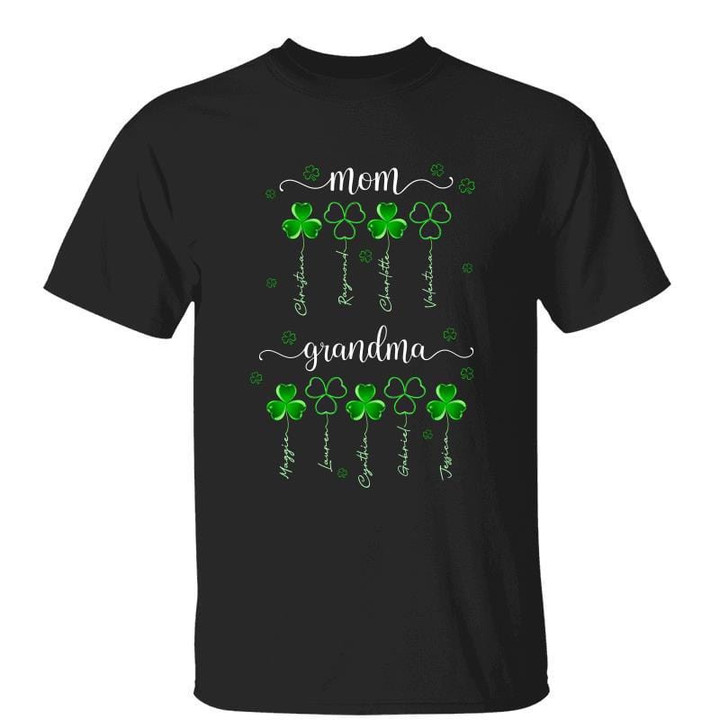T-Shirt Grandma Shamrock St. Patrick‘s Day Irish Personalized Shirt Classic Tee / Black Classic Tee / S