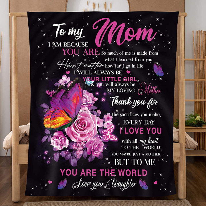 Personalized to Mom Gift from Daughter, Mother Birthday, Soft Throw Bed Throw Blanket