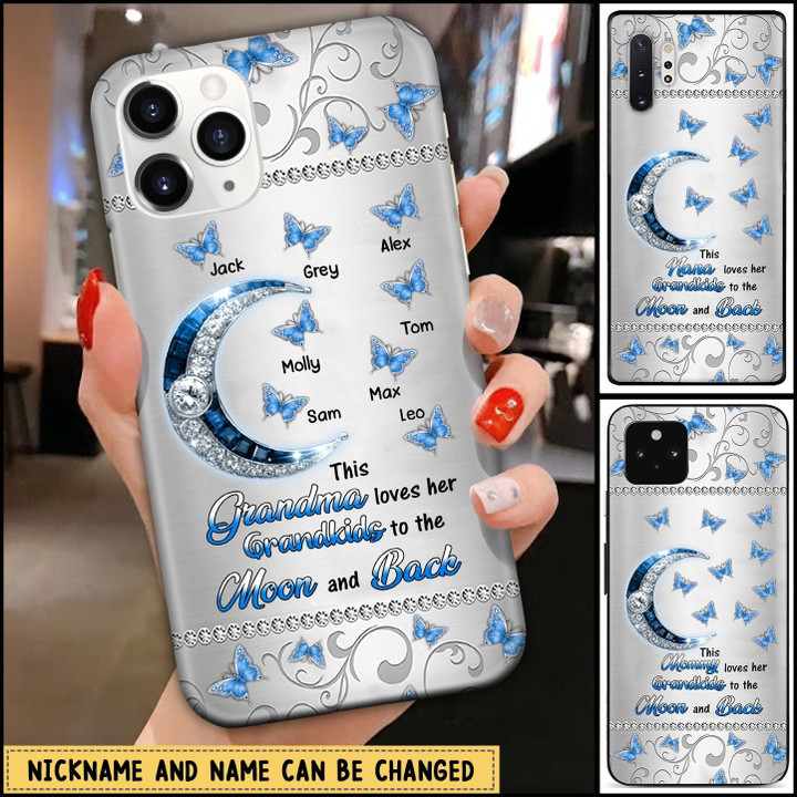 This Grandma Loves Her Grandkids To The Moon And Back Butterfly Kids' Name Phone Case Ntk21jan22tt1 Silicone Phone Case Humancustom - Unique Personalized Gifts Iphone iPhone SE 2020 
