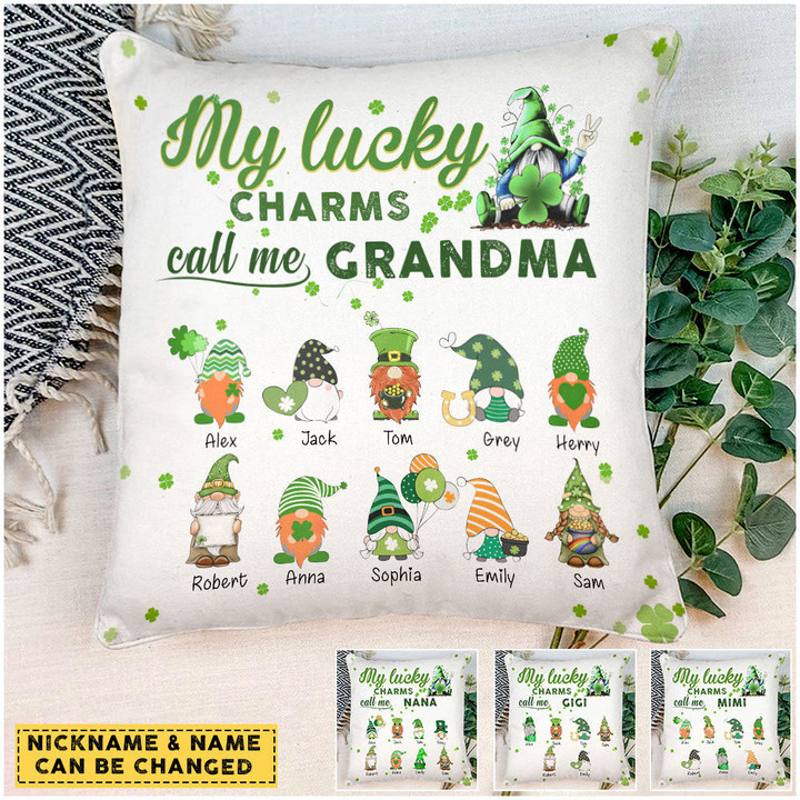 My Lucky Charms Call Me Grandma St Patrick's Day Personalized Pillow KNV24JAN22DD2 Pillow Humancustom - Unique Personalized Gifts 12x12in 