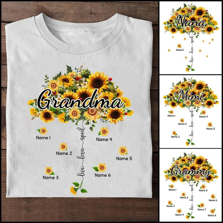 Live Love Spoil Umbrella Grandma Sunflower | Personalized T-Shirt