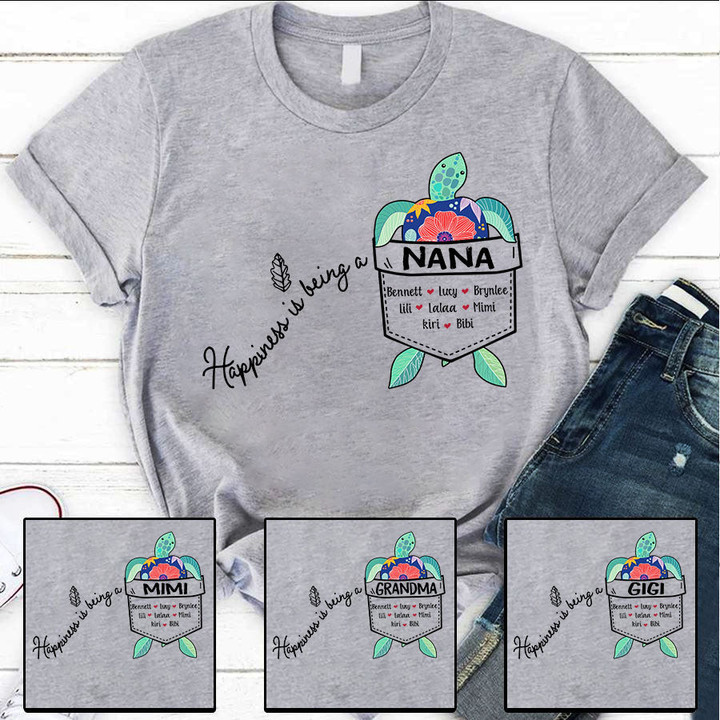 Happiness Is Being A Nana Turtle | Personalized T-Shirt