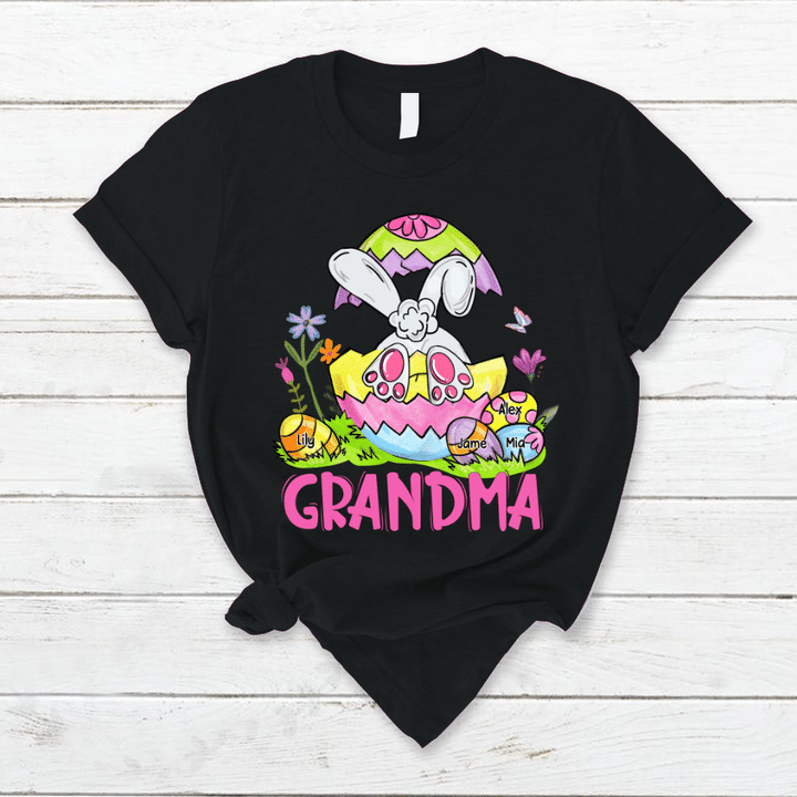 Personalized Grandma Bunny Flower Easter T-Shirt