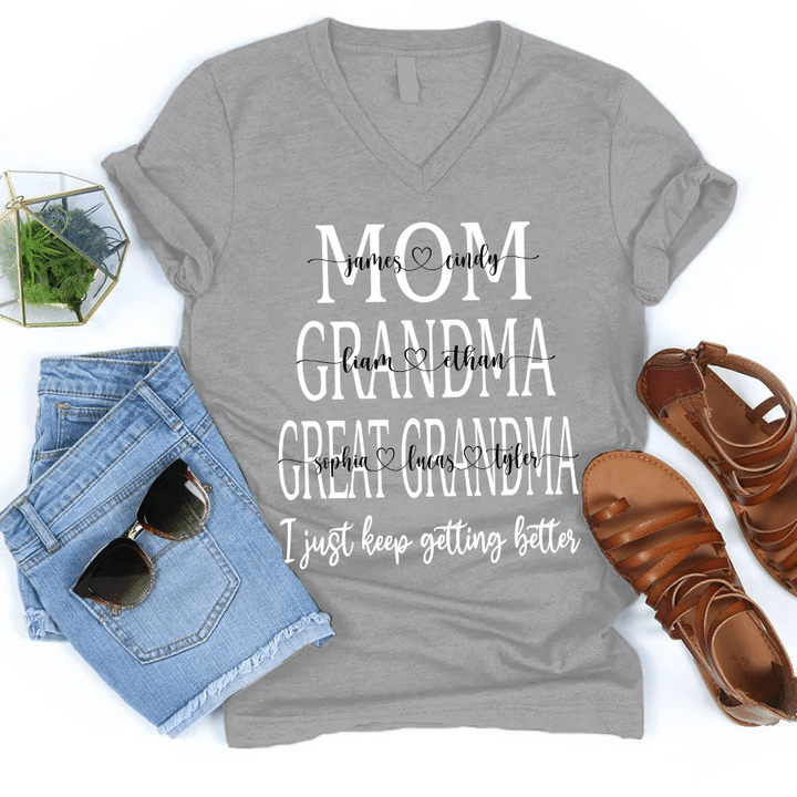 Mom Grandma Great Grandma | Personalized V-neck