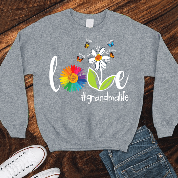 Love Grandma Life Butterfly | Personalized Sweatshirts