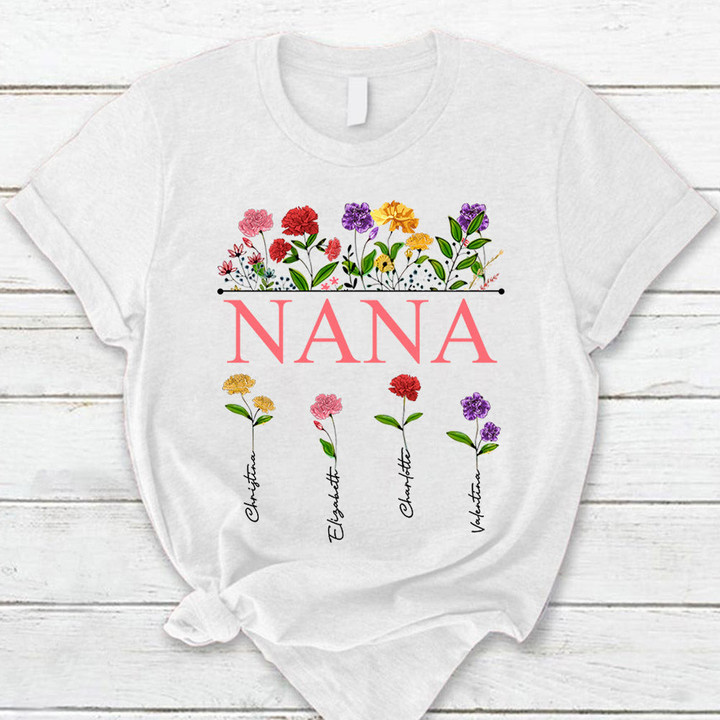 Personalized Nana Carnation Garden Shirt For Grandma Hn98 Phts