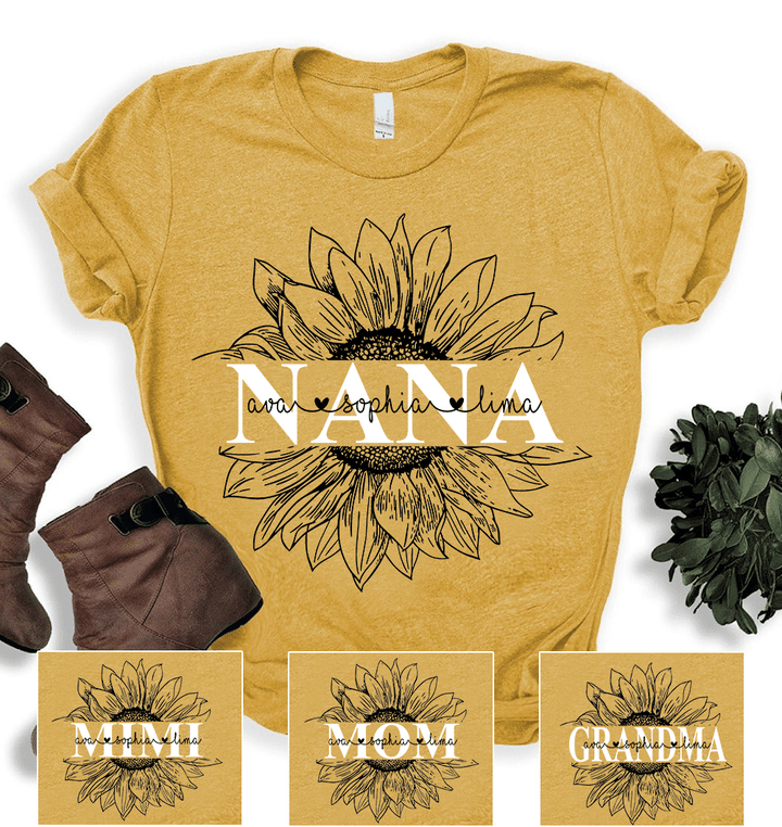 Personalized mimi with grandkids sunflower mother day 2022 T-Shirt