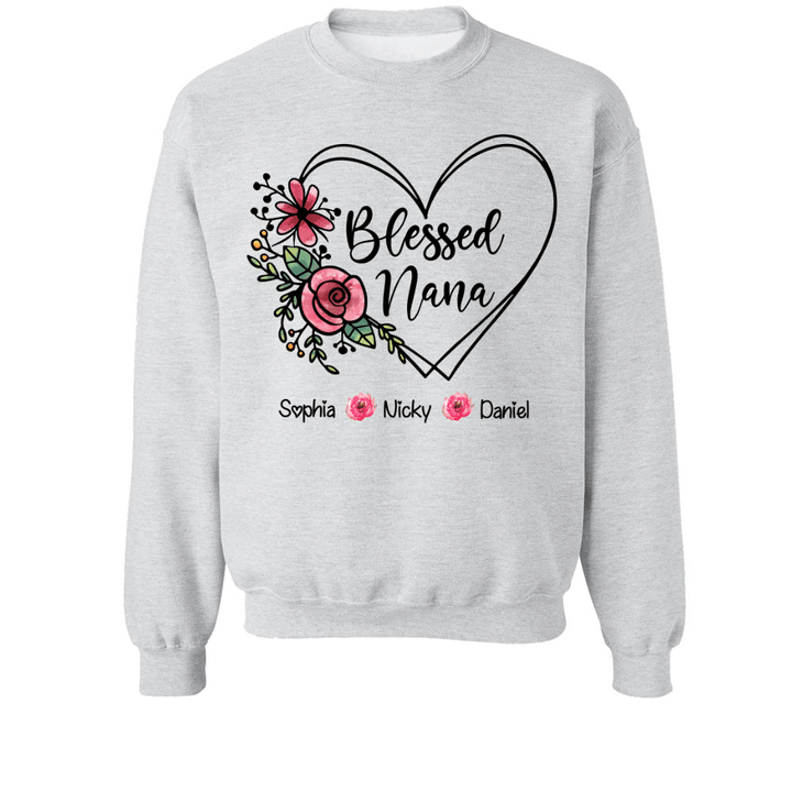 Personalized blessed nana heart flower mother day Sweatshirt
