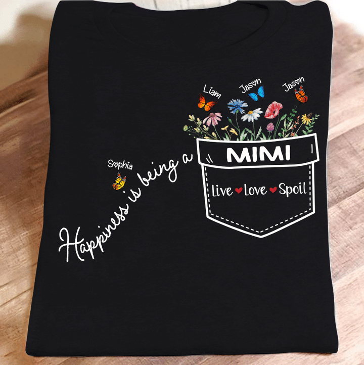 Happiness Is Being A Mimi Butterfly Flower | Personalized T-Shirt