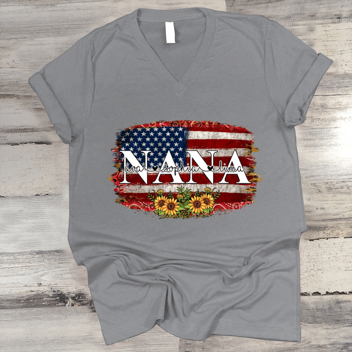 Nana Flag Sunflower V-Neck