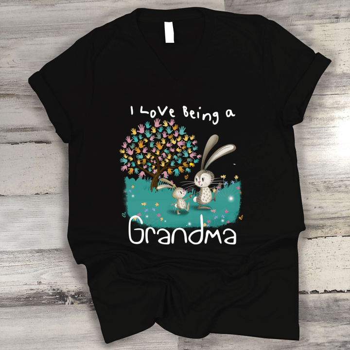 I love Being Grandma Bunny V-Neck