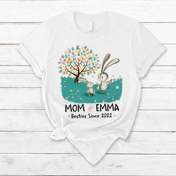 Bunny Mom And Kid Besties T-Shirt