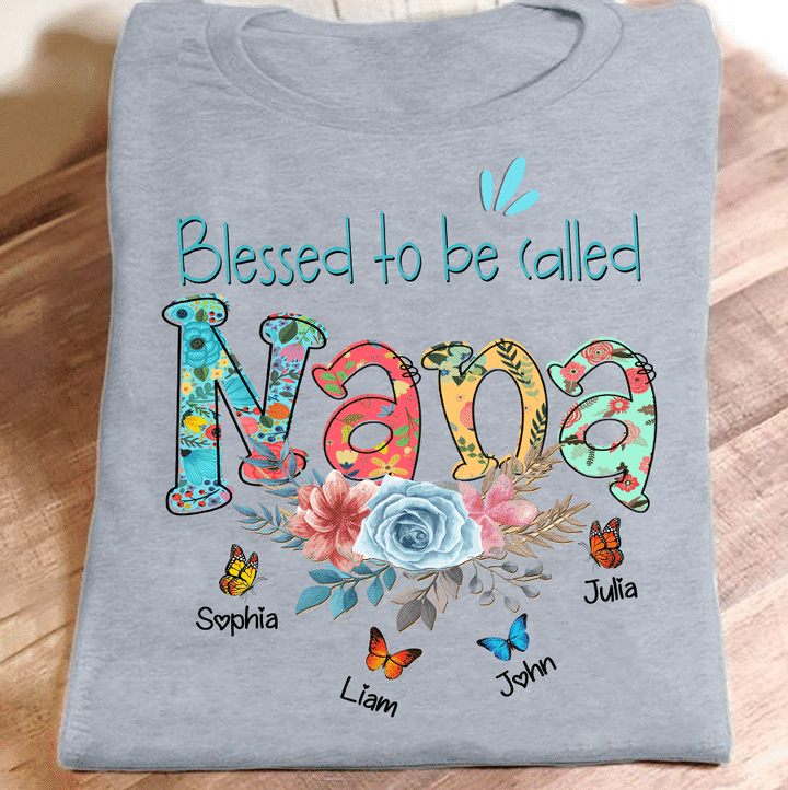 Blessed To Be Called Nana Butterfly | Personalized T-Shirt