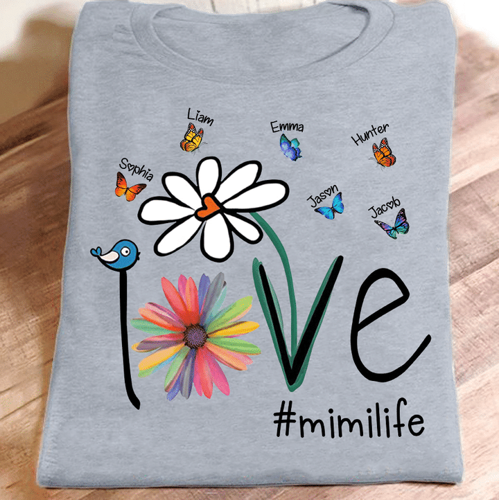 Love Mimi Life Butterfly Flower | Personalized T-Shirt