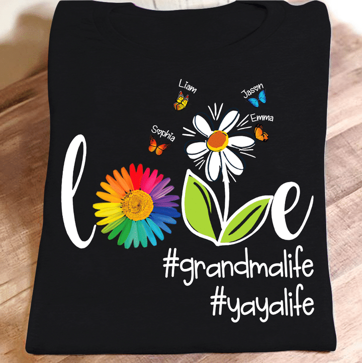 Love Grandma Yaya Life Butterfly | Personalized T-Shirt