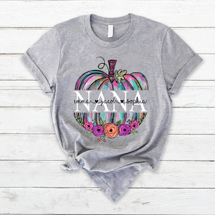 Nana Pumpkin Kids Names - Halloween Shirt