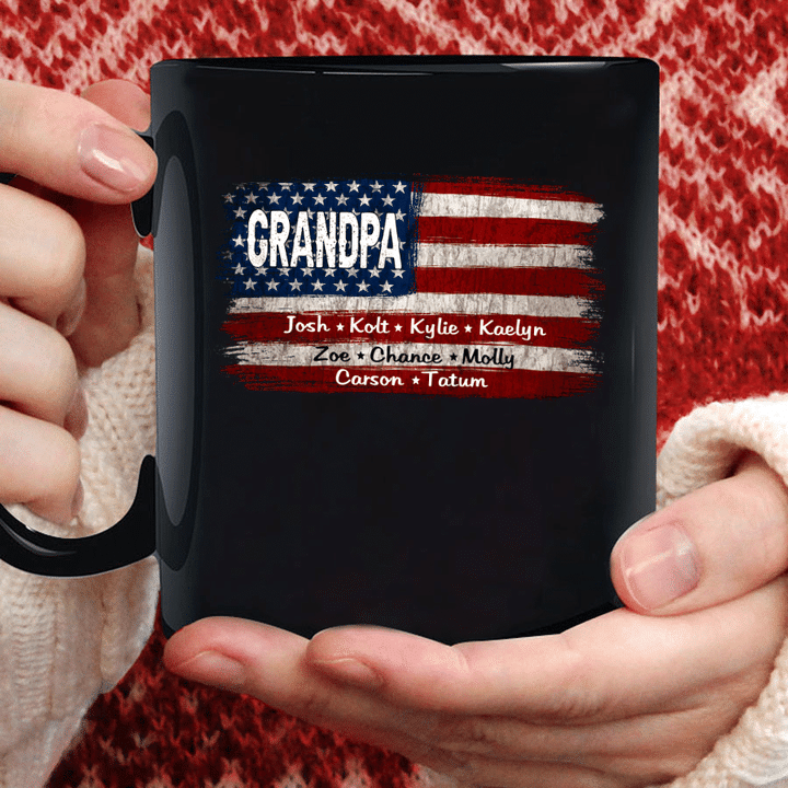 Grandpa And Grandkids American Flag Mug