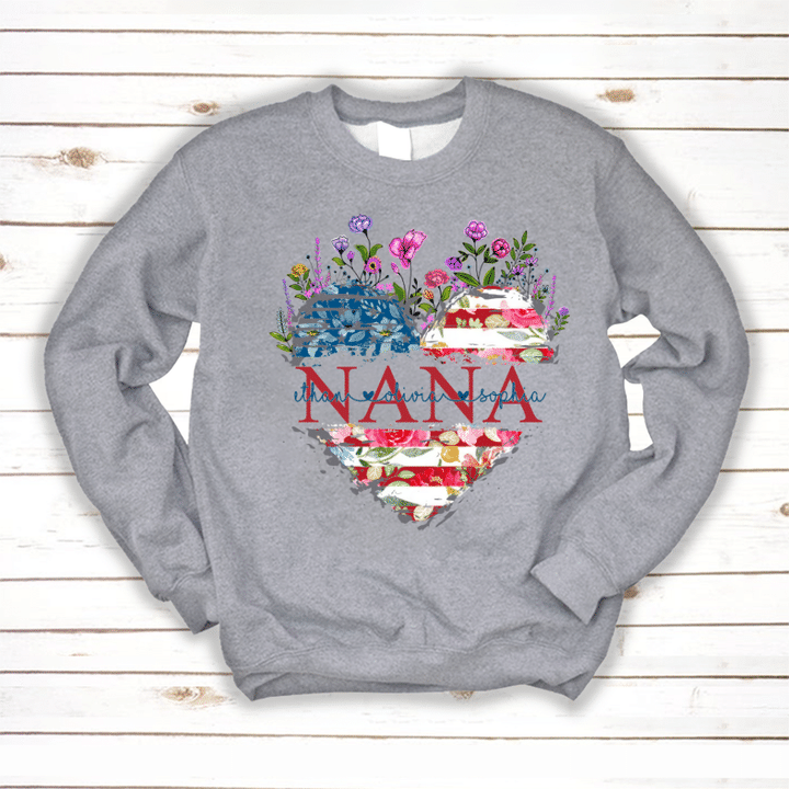 Nana And Grandkids Heart American Sweatshirt