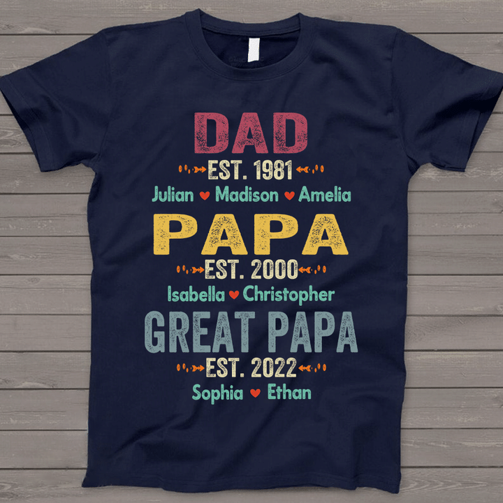 Dad Papa Great Papa | Personalized T-Shirt