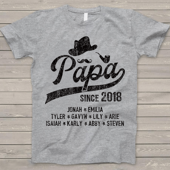 Papa Since Year | Personalized T-Shirt