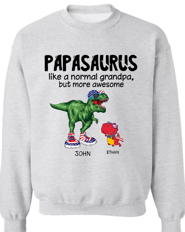Personalized Papasaurus And Kids Name Sweatshirt