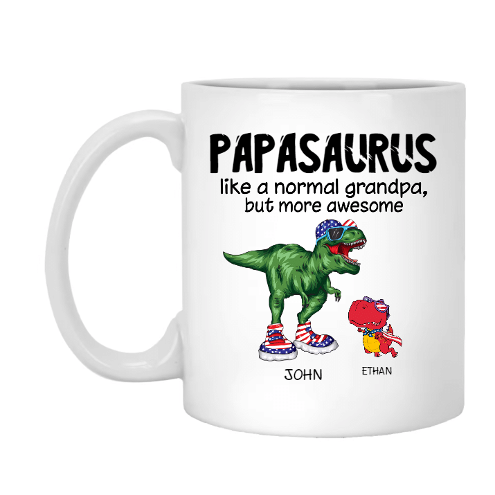 Personalized Papasaurus And Kids Name Mug