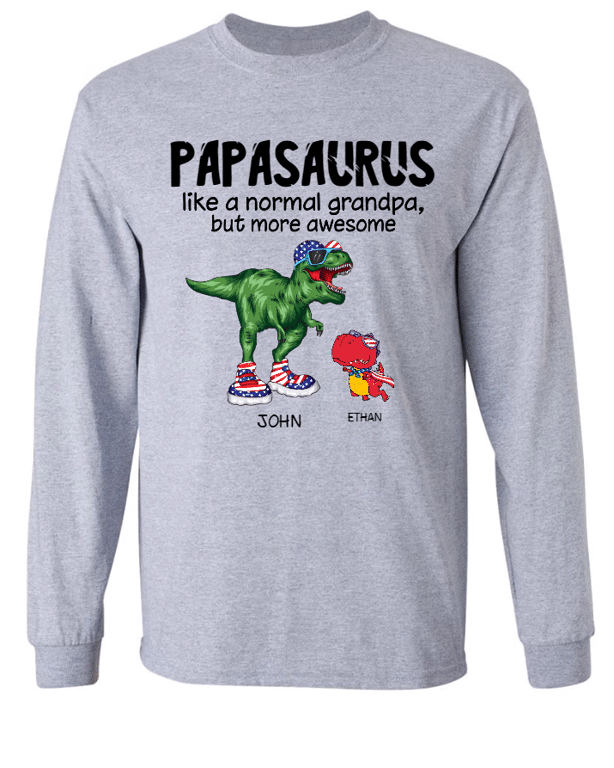 Personalized Papasaurus And Kids Name Longsleeve