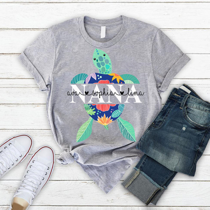 Nana - Turtle | Personalized Grandma T-Shirt - Pofily