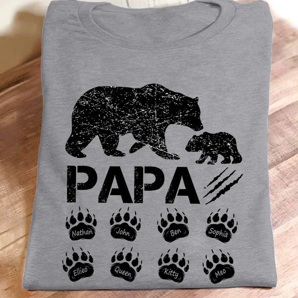 Papa Bear And Kid | Personalized T-Shirt