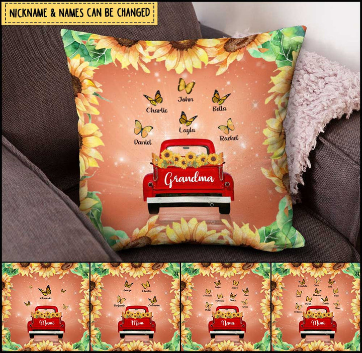 Grandma Butterfly Red Truck Sunflower Pattern Custom Gift For Grandma Pillow DHL29APR22VN1