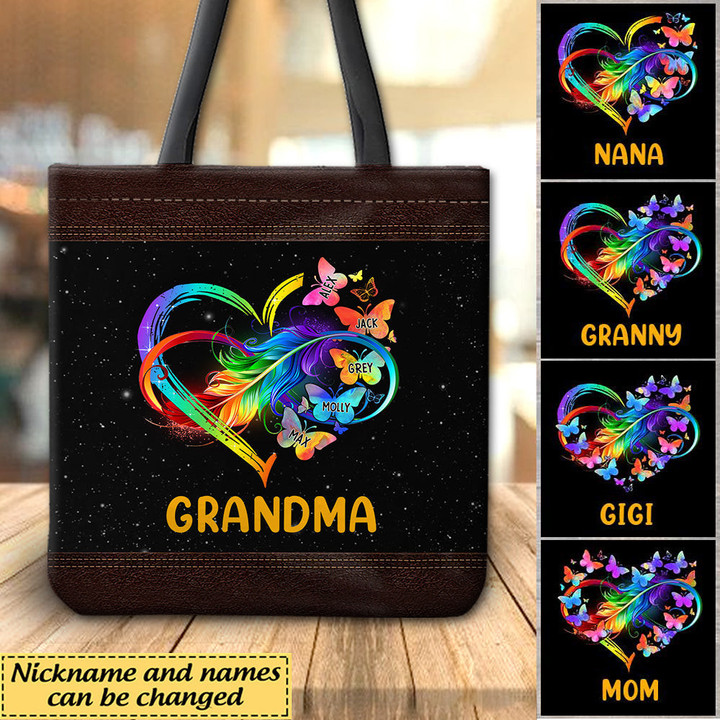 Grandma Grandkids Infinity Love Family Mother's Day Gift Heart Butterflies Rainbow Totebag HLD28APR22TT1 Tote Bag Humancustom - Unique Personalized Gifts Size S (33x33cm) 