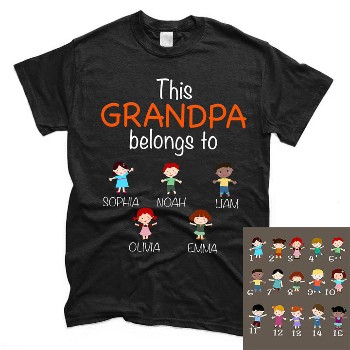 This Grandpa Belongs To Grandchild Name | T-Shirt