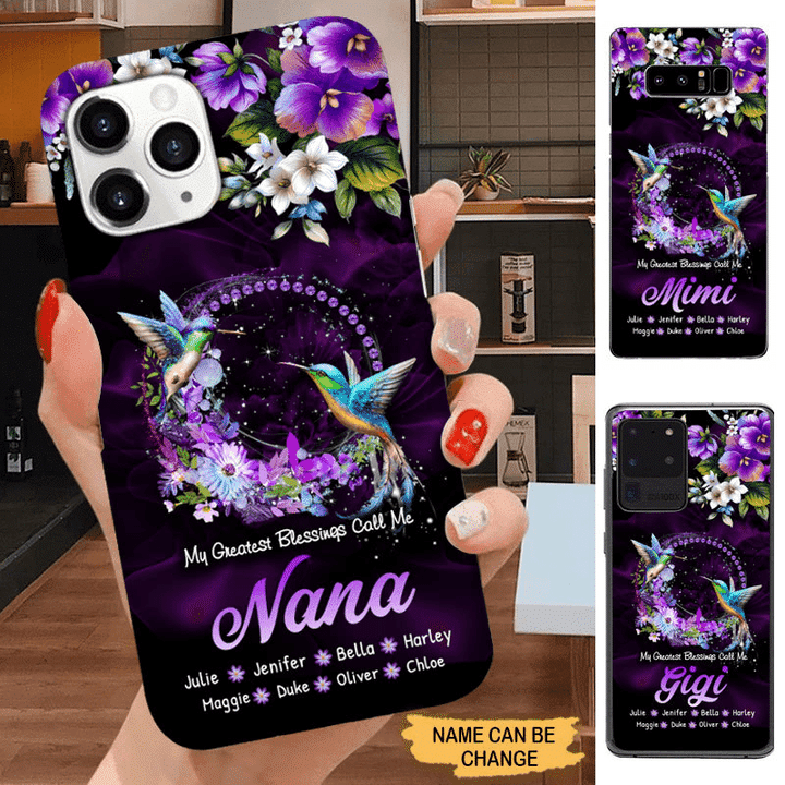 Hummingbird Grandma with Grandkids Mommy Auntie Personalized Phone Case Phone case FUEL 
